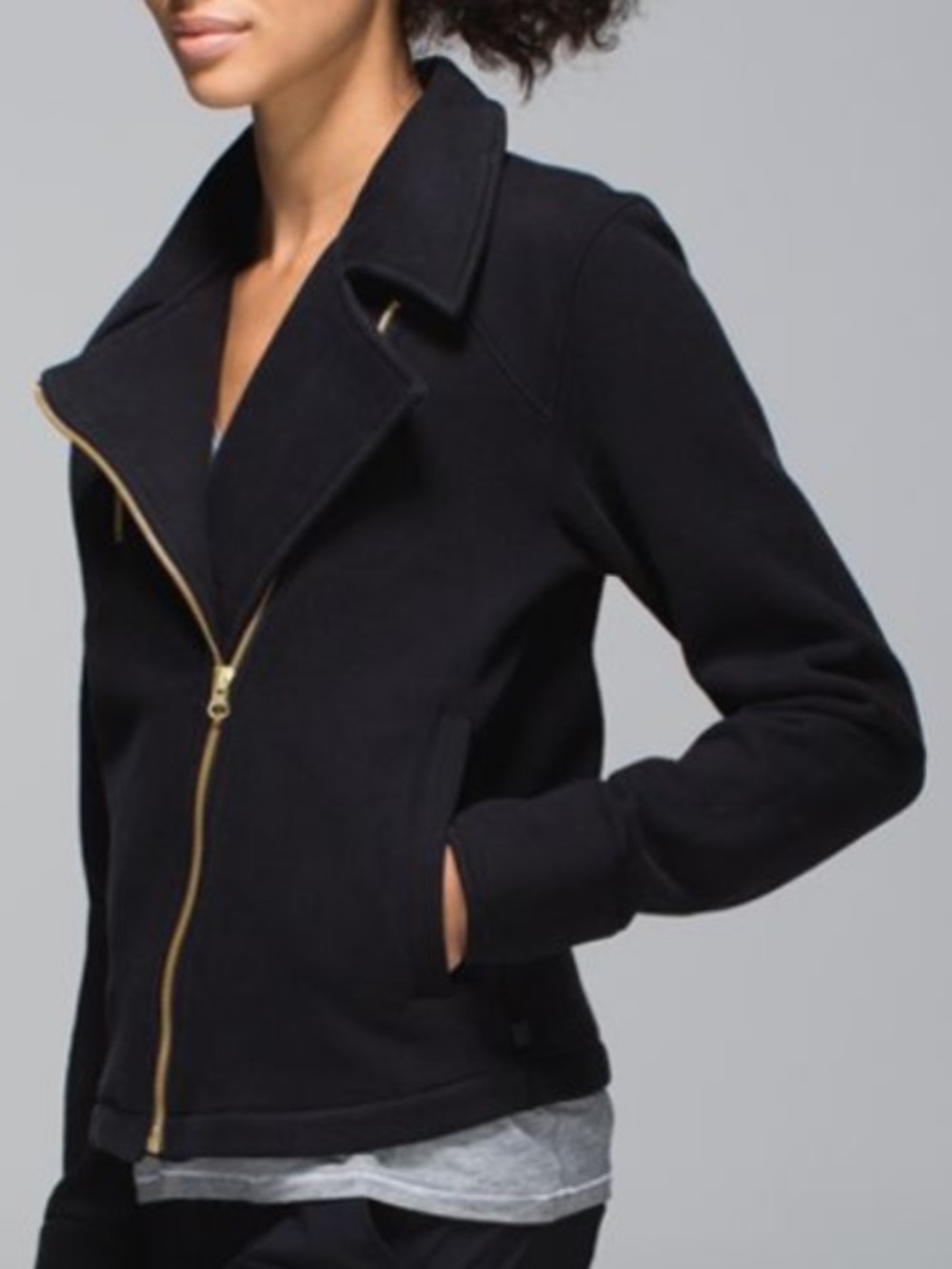 Lululemon- Lab Black Shadow Moto Asymmetric Zip Jacket (6)